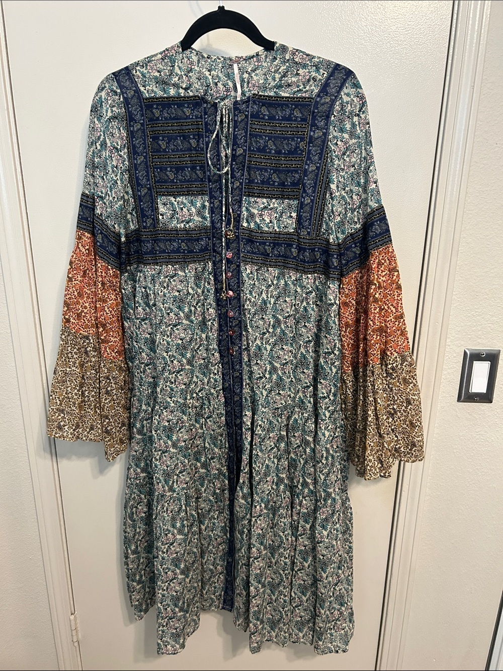 Free People Boho Patchwork Floral Midi Dress